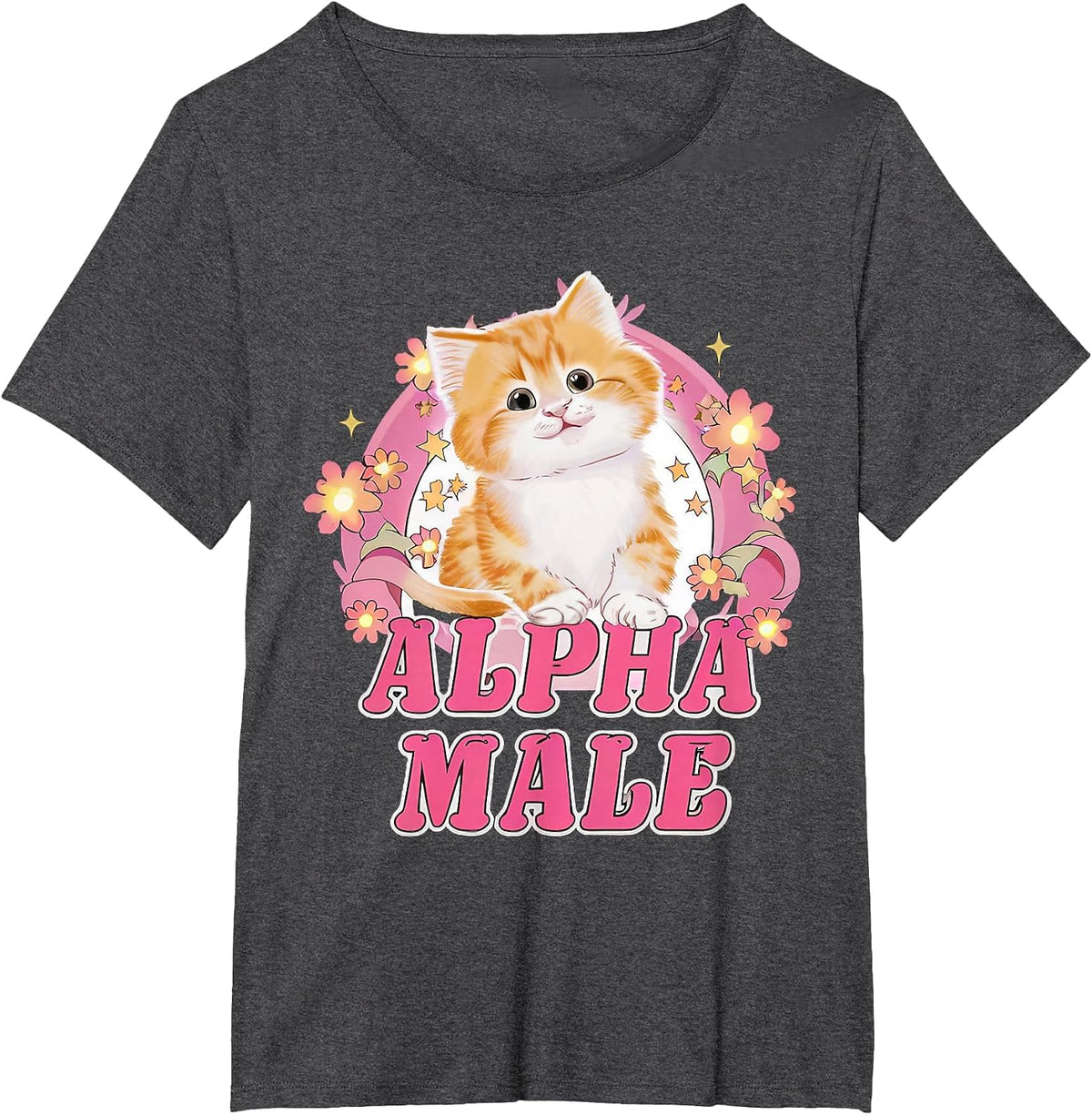 Alpha Male Cute Kitty Cat Funny Oddly Specific Dank Meme T-Shirt - Dark Heather Grey