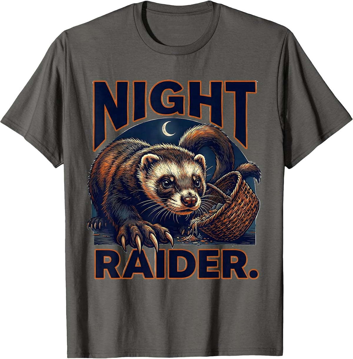 Night Raider Funny Ferret Lover Gift T-Shirt - Asphalt Grey