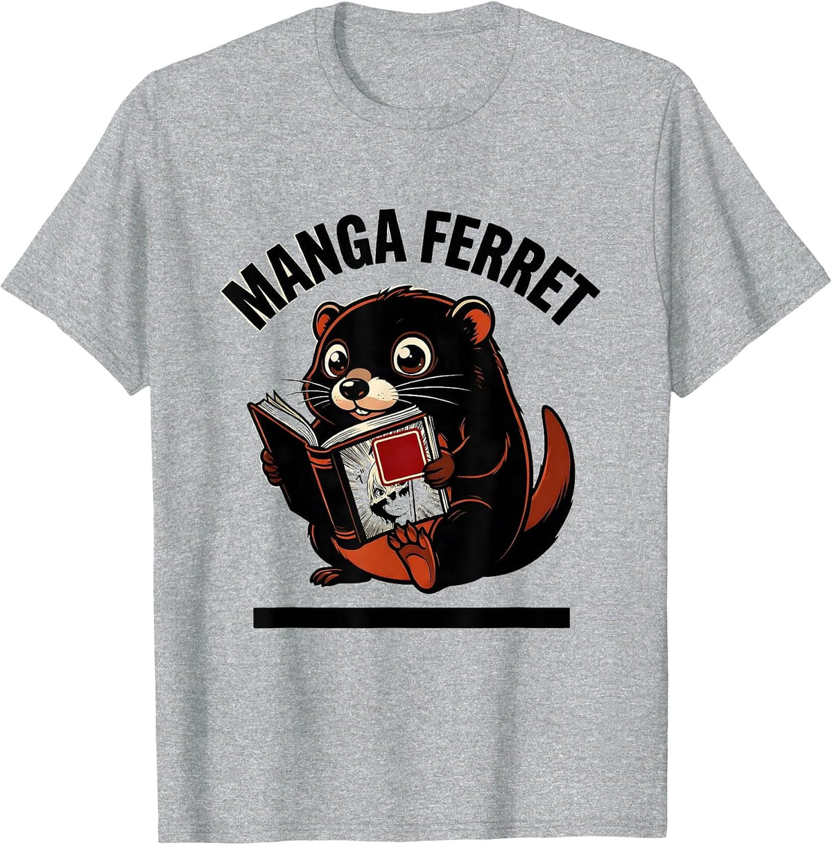 Men's Manga Ferret Cartoon Anime Ferret Gamer Gift T-Shirt - Heather Grey