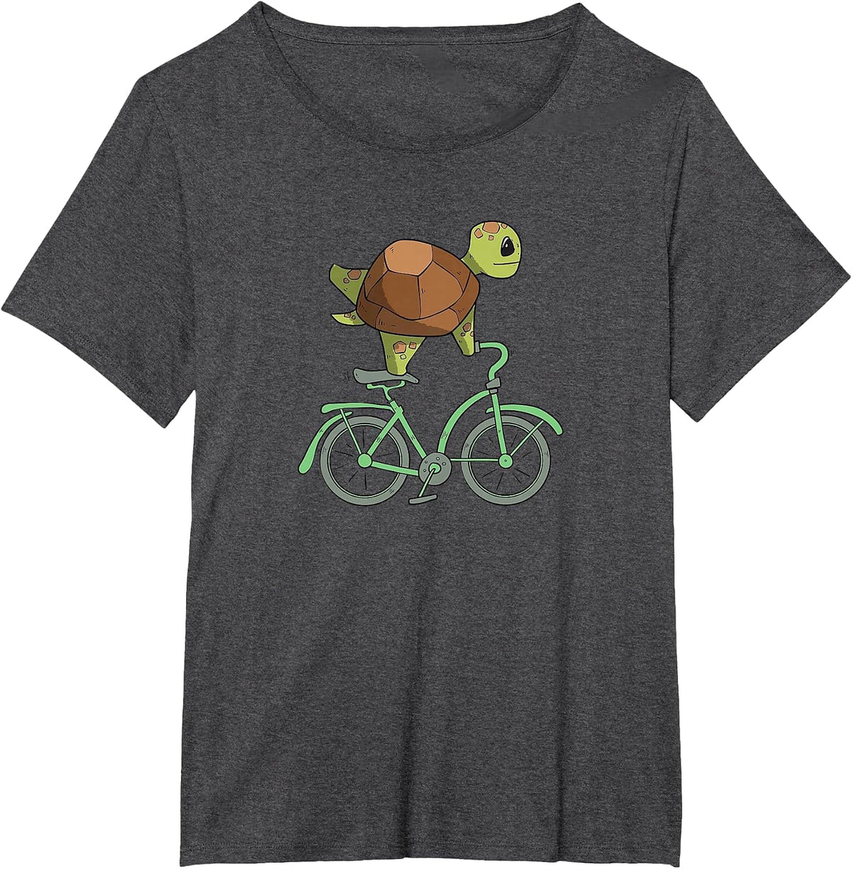 Turtle on a Bike | Turtle Cycling | Bicycle Lover T-Shirt - Dark Heather Grey