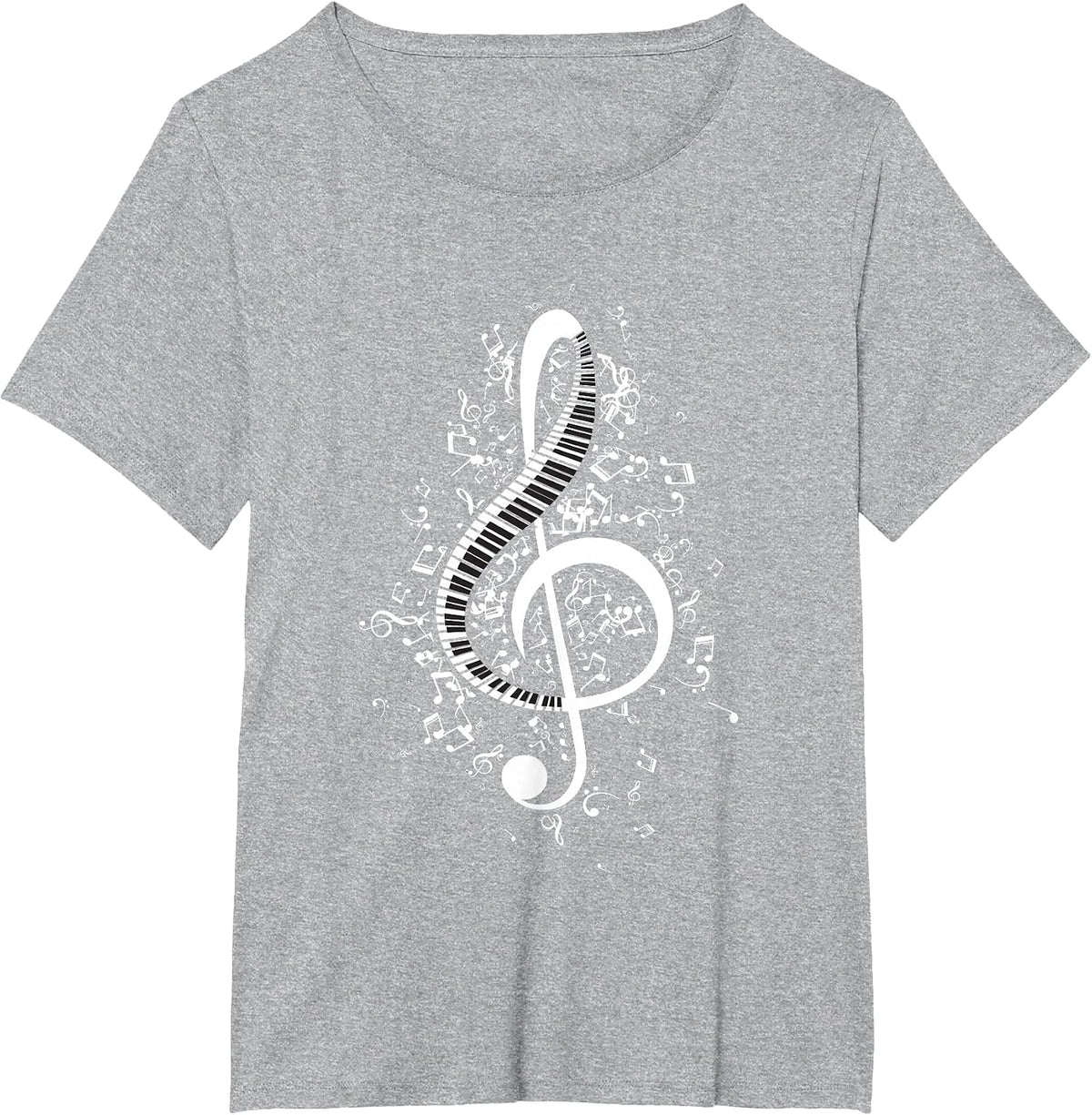 Treble Clef Keys - Piano Player Pianist Classical Music T-Shirt - Heather Grey