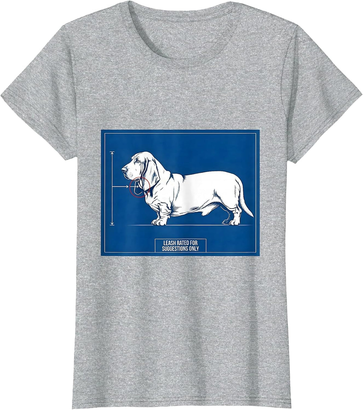 Leash Rated For Suggestions Only Funny Basset Hound Dog T-Shirt - Heather Grey
