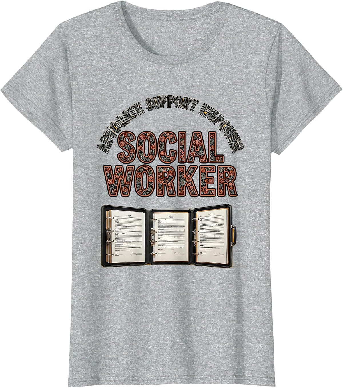 Advocate Support Empower Social Worker Bold Patch Style T-Shirt - Heather Grey
