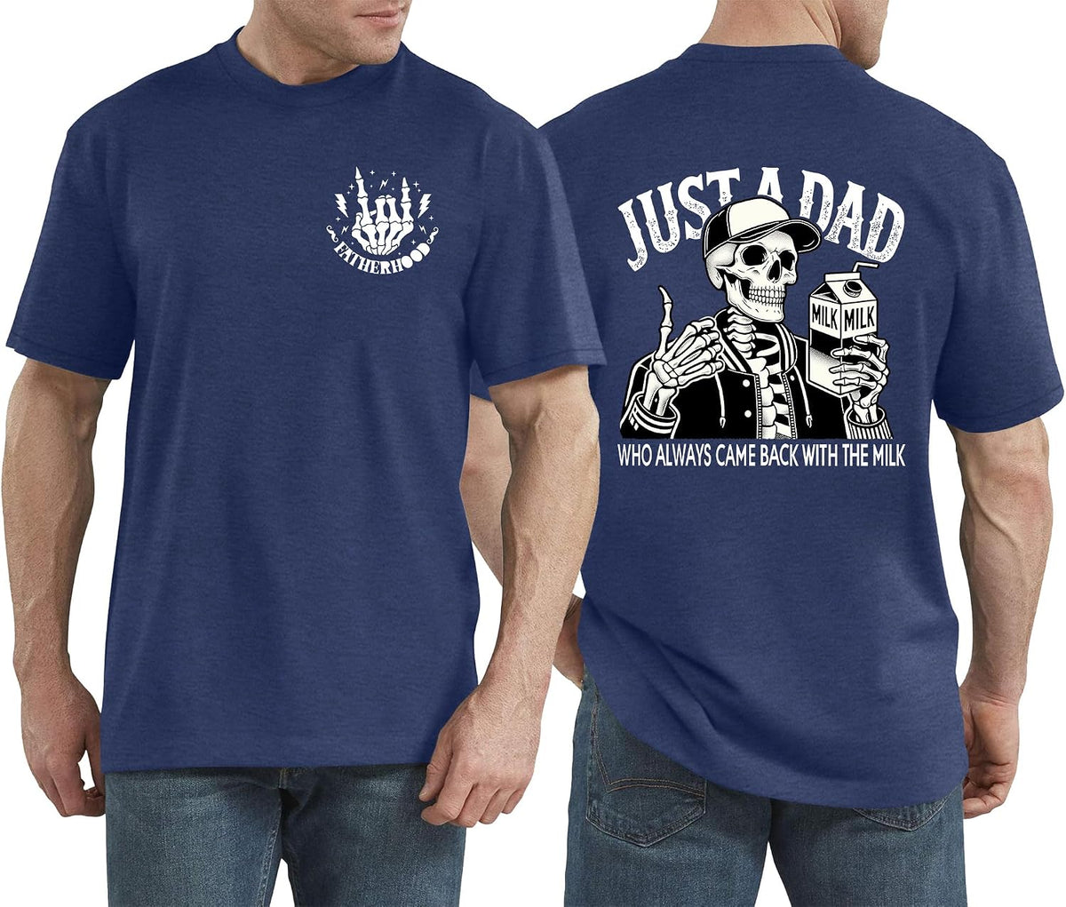Dad Shirt Men: Just A Dad Who Always Came Back with The Milk T-Shirt Daddy Tshirt Funny Father's Day Tee - White