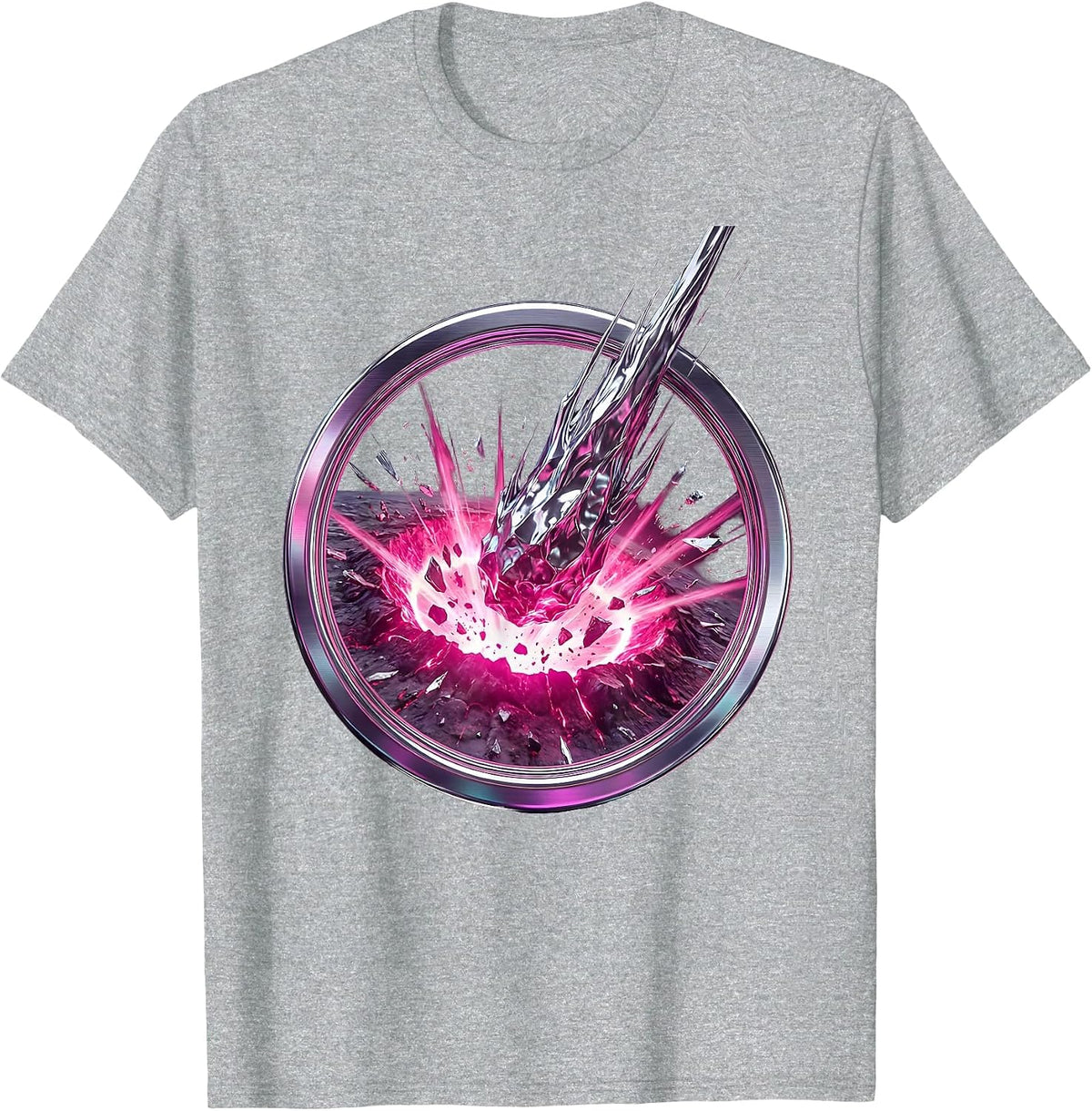 Men's Sparkle Smash Meteor Strike Glowing Crater T-Shirt - Heather Grey