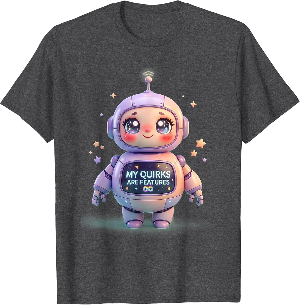 My Quirks Are Features Autism Awareness Design T-Shirt - Dark Heather Grey
