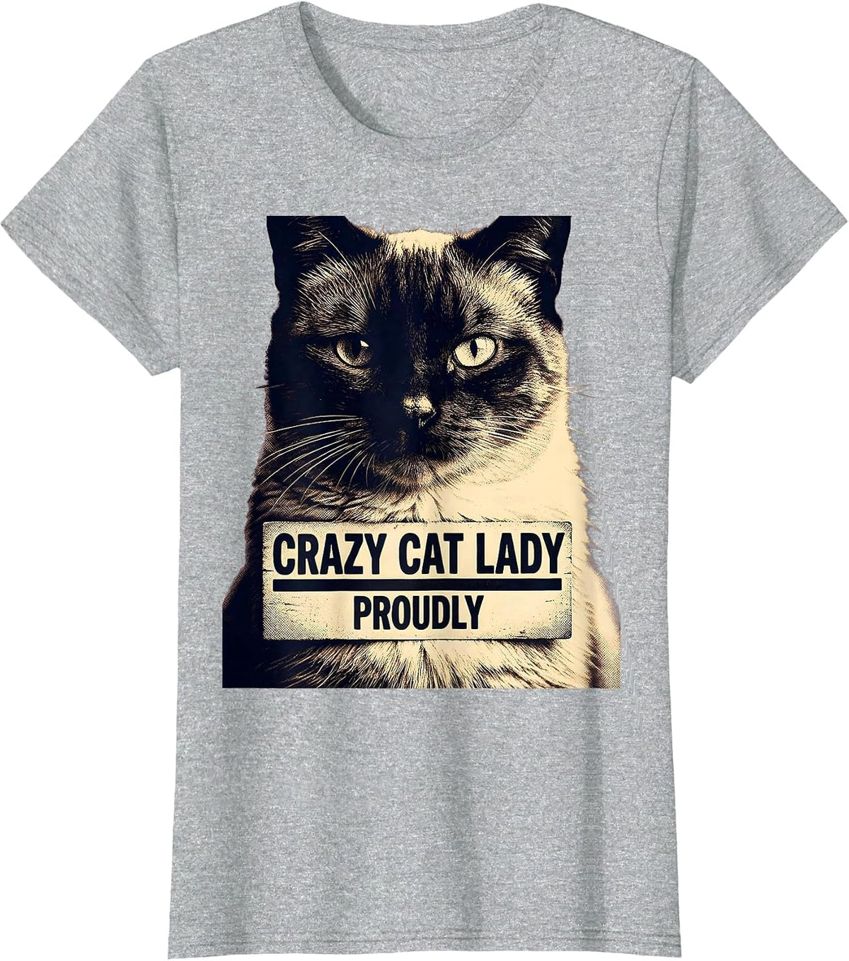 Crazy Cat Lady Proudly Cat Lover Design T-Shirt - Heather Grey