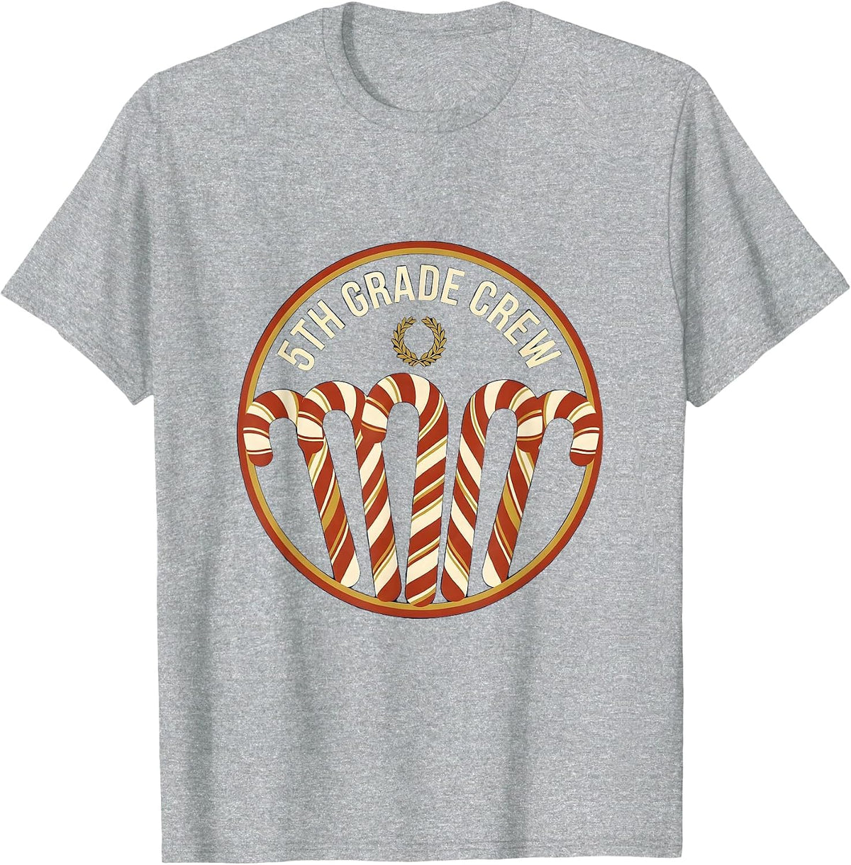 Men's 5th Grade Crew Retro Teacher Christmas Classroom Humor T-Shirt - Heather Grey