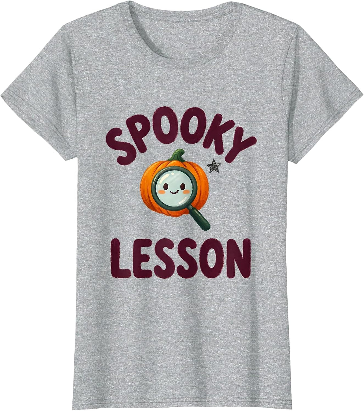 Women's Spooky Lesson Storybook Halloween Teacher Costume Pun Humor T-Shirt - Heather Grey