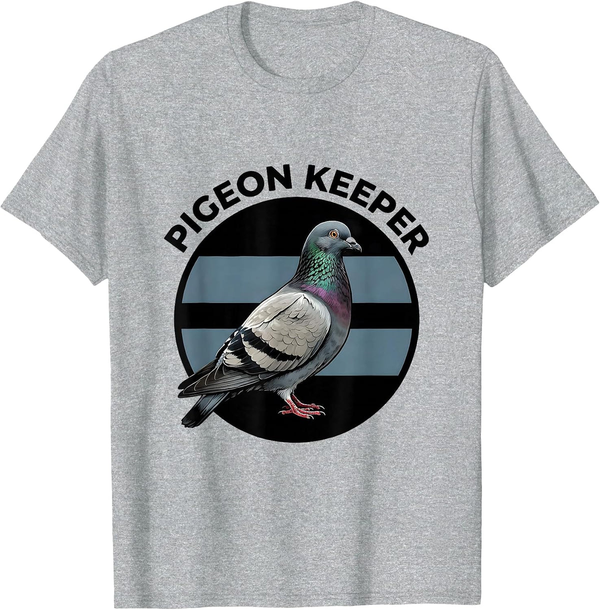 Men's Pigeon Keeper Bold Arched Lettering Pigeon Bird Badge Patch T-Shirt - Heather Grey
