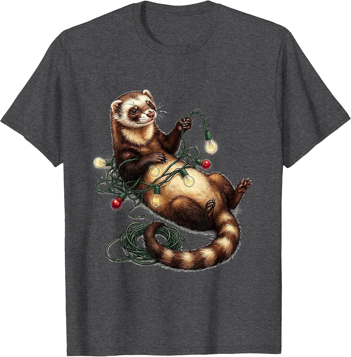 Ferret Under Lights Funny Ferret Lover Gift T-Shirt - Dark Heather Grey