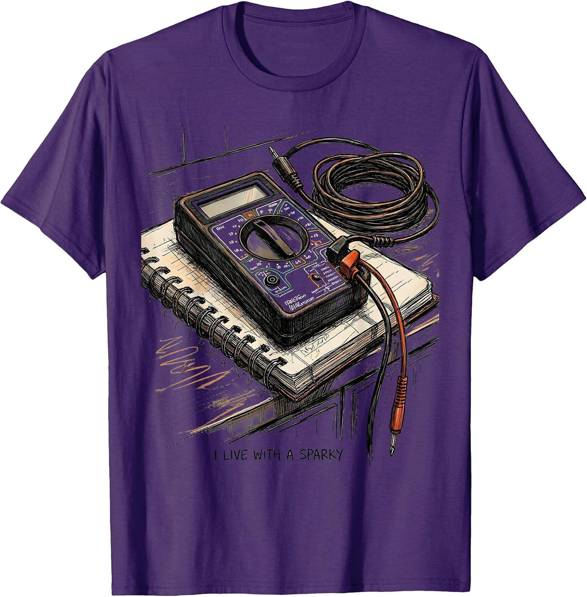 I Live With A Sparky Funny Machinist Electrician Trade Humor T-Shirt - Purple