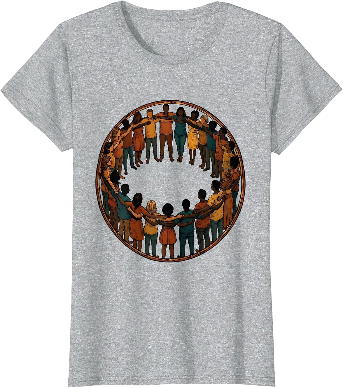 Women's Social Worker Diverse Unity Circle Graphic T-Shirt - Heather Grey