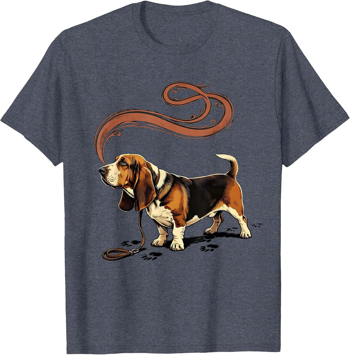 Basset Hound Low-Slung Dog Breed Deadpan Humor T-Shirt - Heather Blue