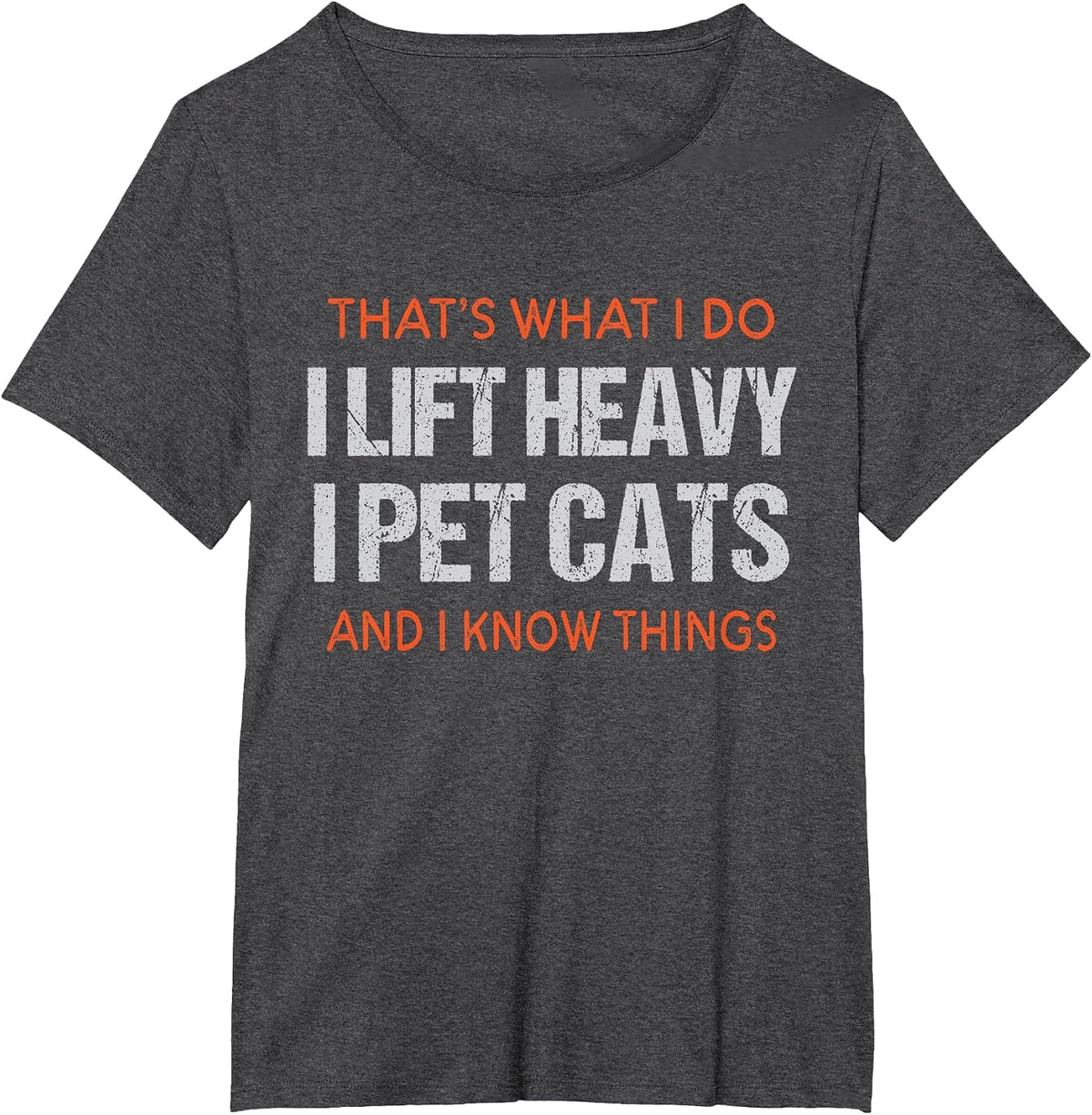 Funny Gym Workout Weightlifting Cat Animal Themed Saying T-Shirt - Dark Heather Grey