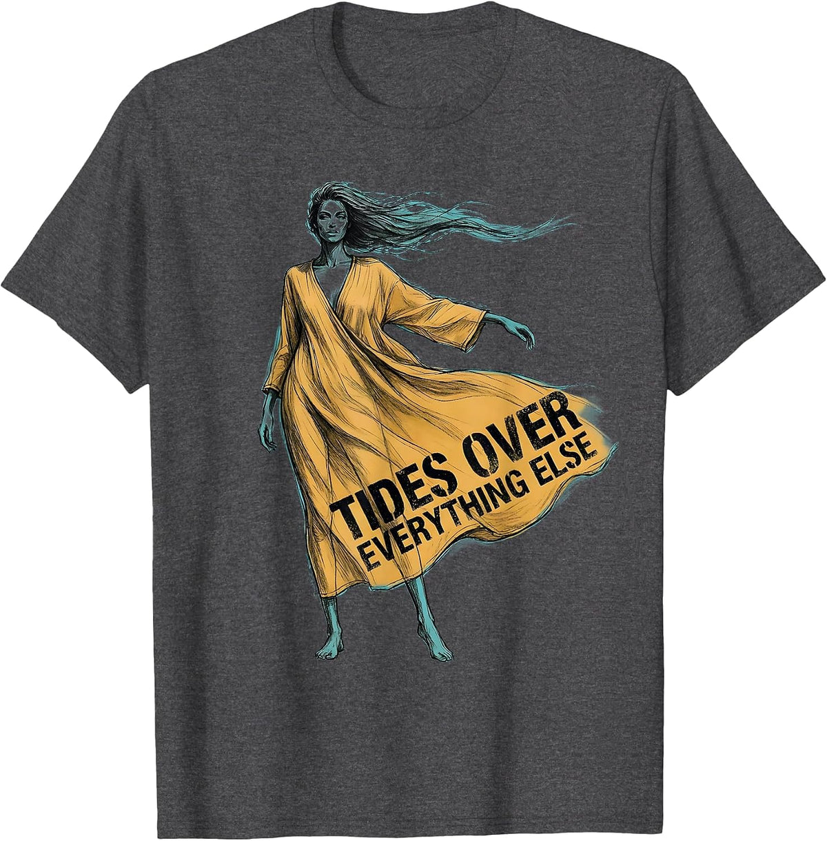 Tides Over Everything Gulf of Mexico Design T-Shirt - Dark Heather Grey
