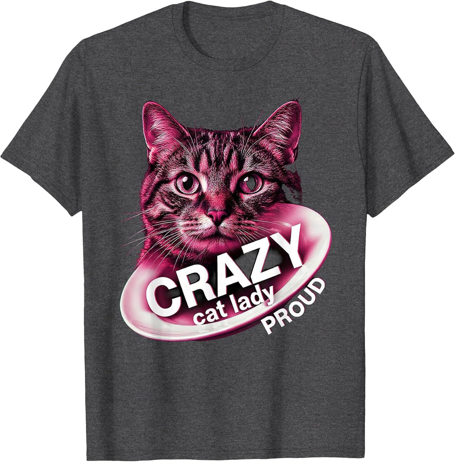 Men's Crazy Cat Lady Proud Funny Cat Lover Design T-Shirt - Dark Heather Grey