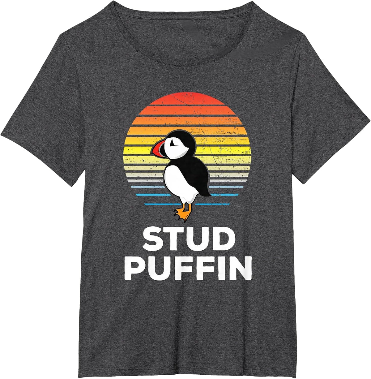 Stud Puffin Funny Seabird Animal Lover Stud Muffin T-Shirt - Dark Heather Grey