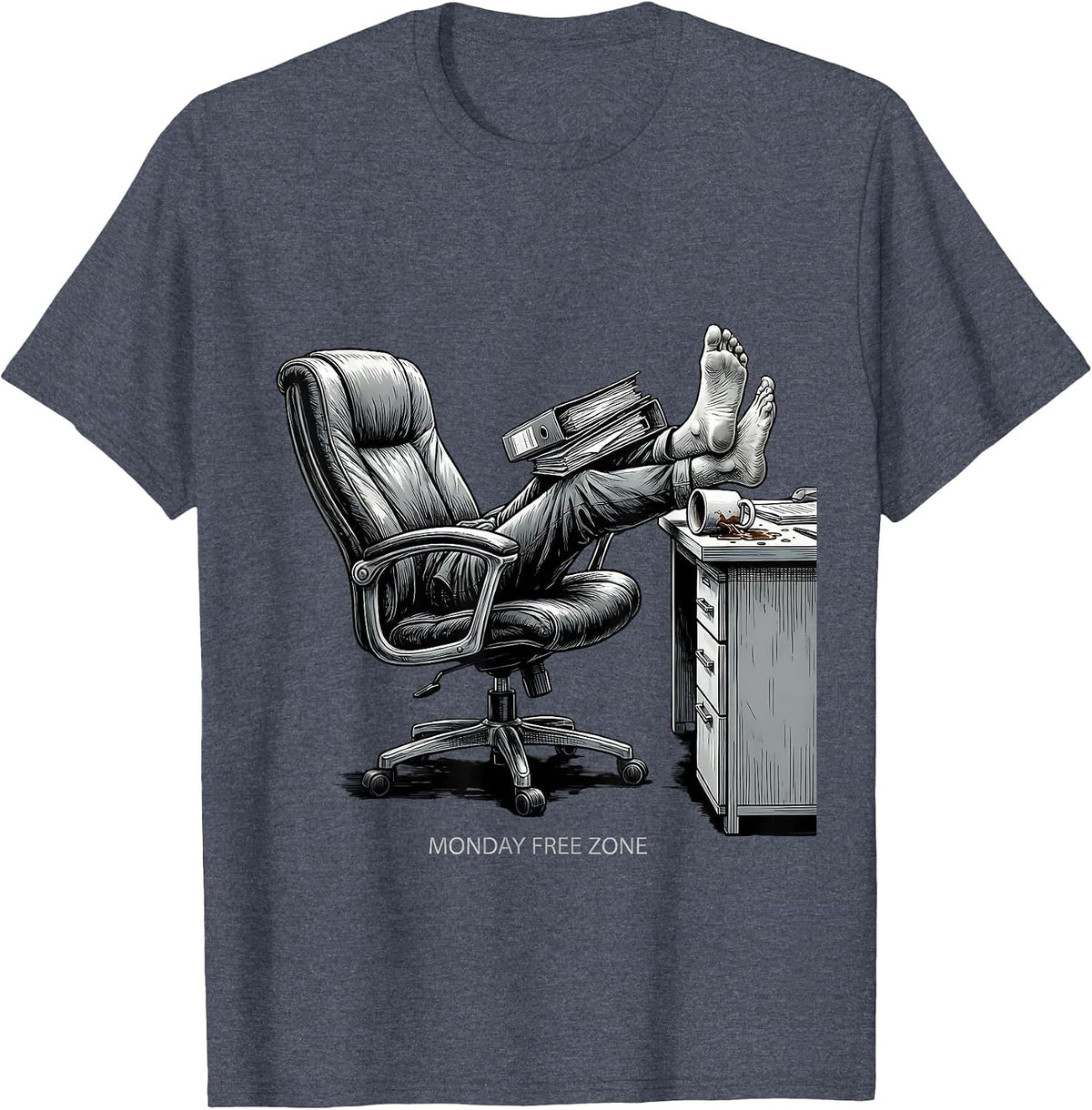 Monday Free Zone Labor Day Lazy Workplace Design T-Shirt - Heather Blue
