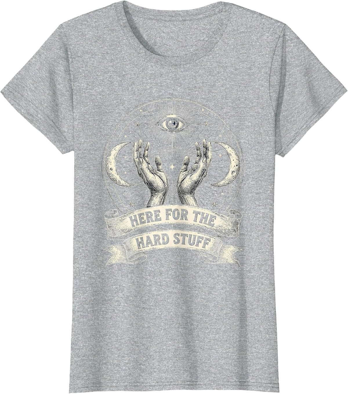 Here For The Hard Stuff Social Worker Design T-Shirt - Heather Grey