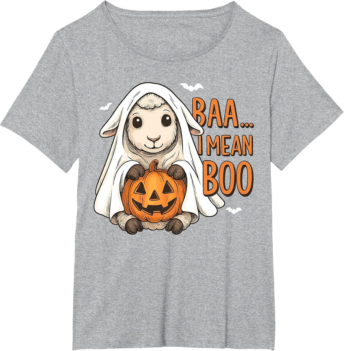 Baa I Mean Boo Ghost Sheep Halloween Ghost Sheep T-Shirt - Heather Grey
