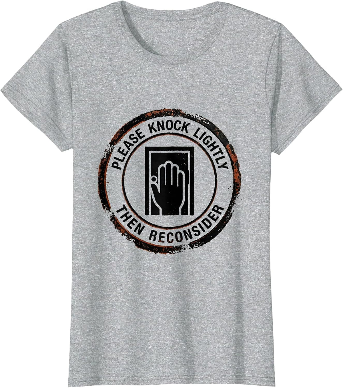 Please Knock Lightly, Then Reconsider Funny Introvert T-Shirt - Heather Grey