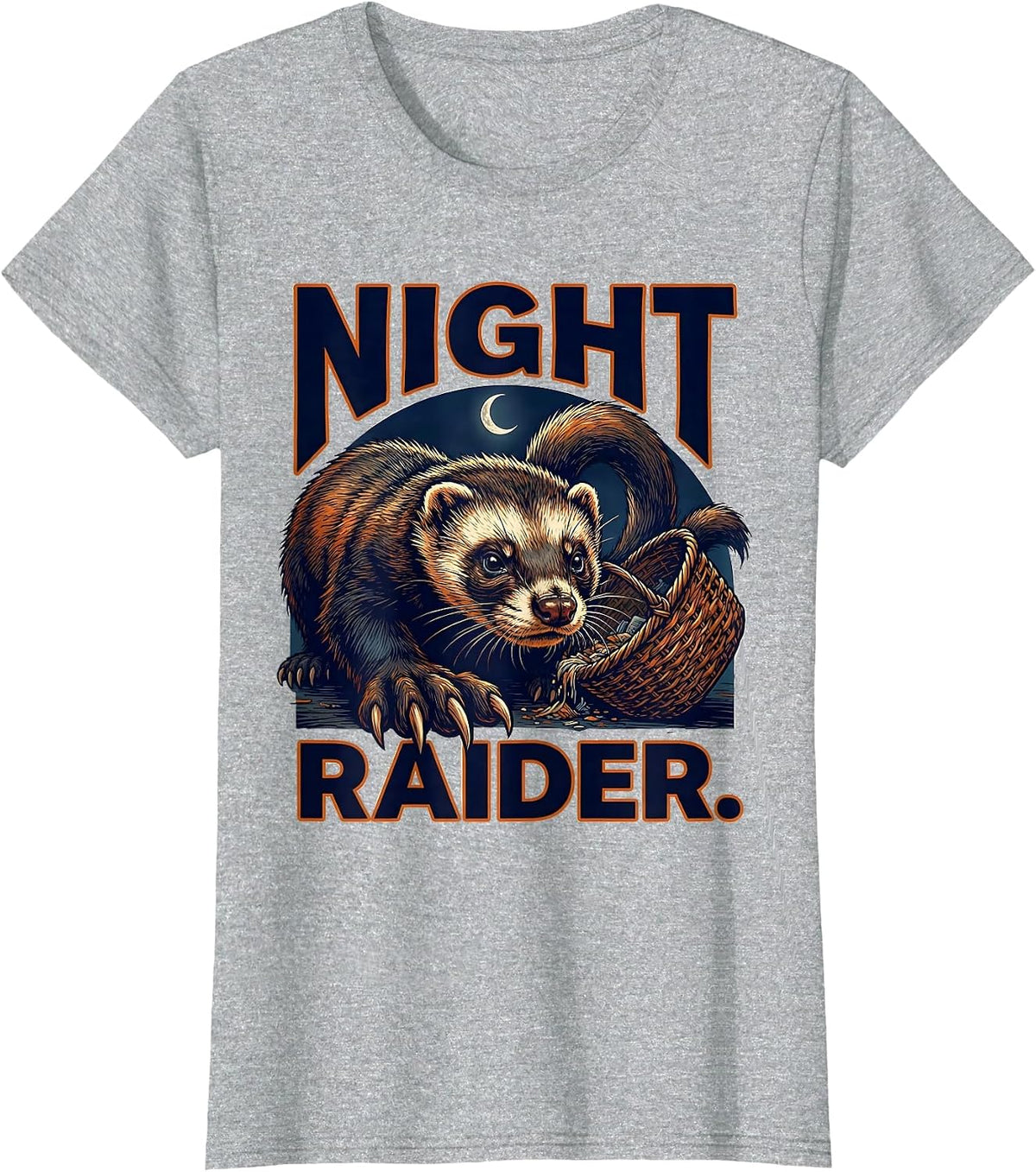 Night Raider Funny Ferret Lover Gift T-Shirt - Heather Grey