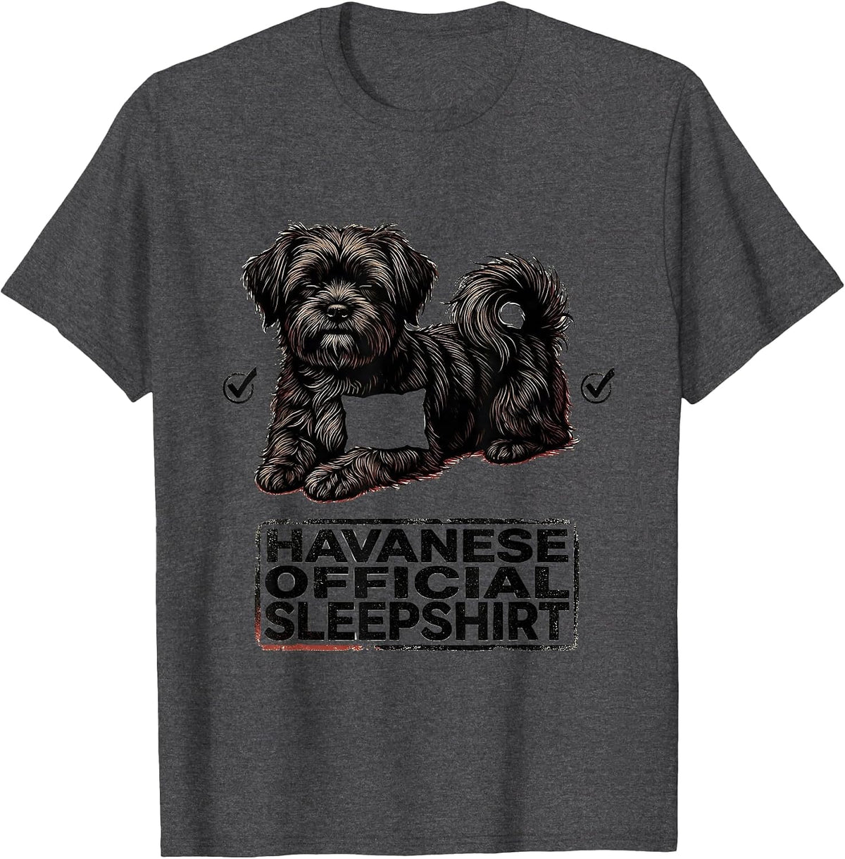Men's Havanese Official Sleepshirt Dog Lover Napping Pajamas T-Shirt - Dark Heather Grey