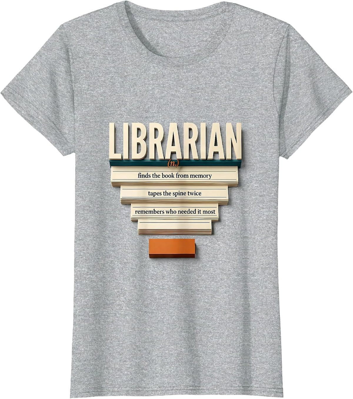 Librarian Finds Book Tapes Spine Teacher Humor T-Shirt - Heather Grey