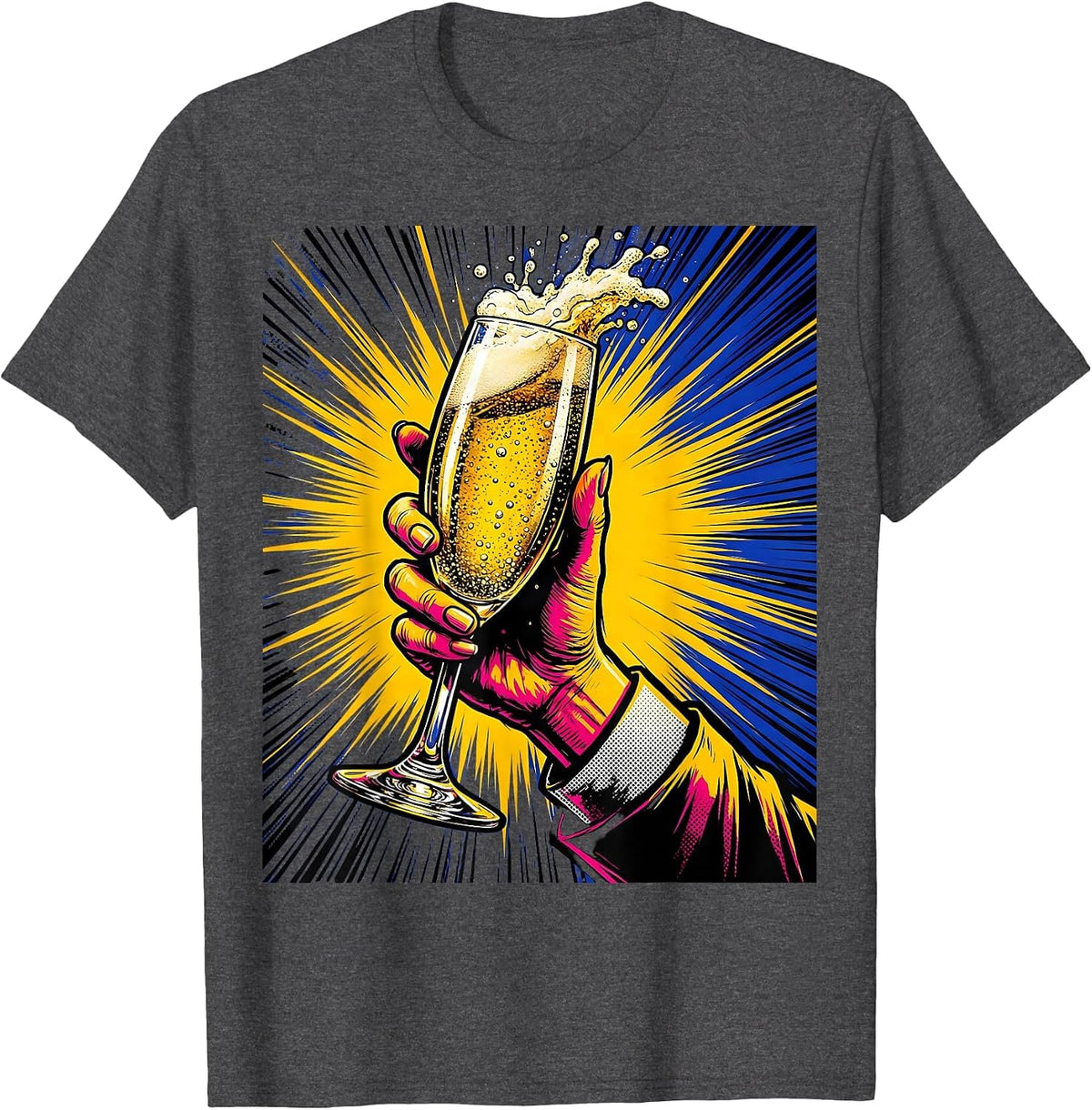 Solo Champagne Toast Celebration Graphic T-Shirt - Dark Heather Grey