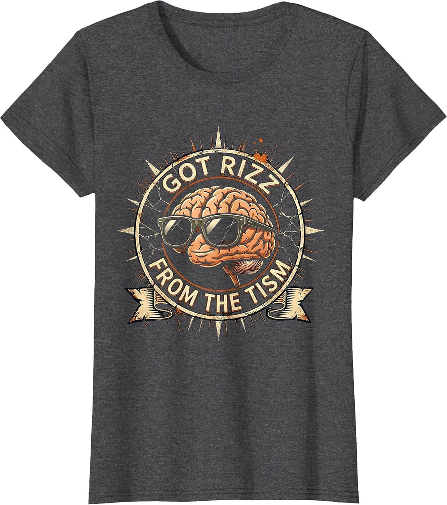 Women's Got Rizz From the Tism Autism Humor Design T-Shirt - Dark Heather Grey