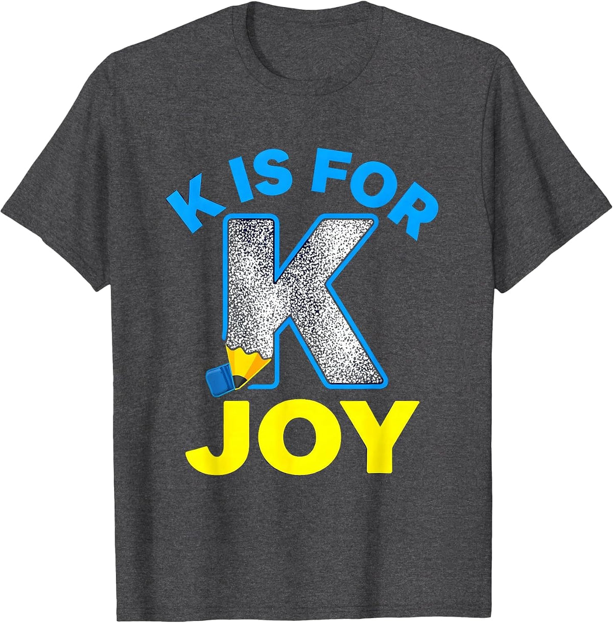 K Is For Joy Retro Teacher Back to School Kindergarten T-Shirt - Dark Heather Grey