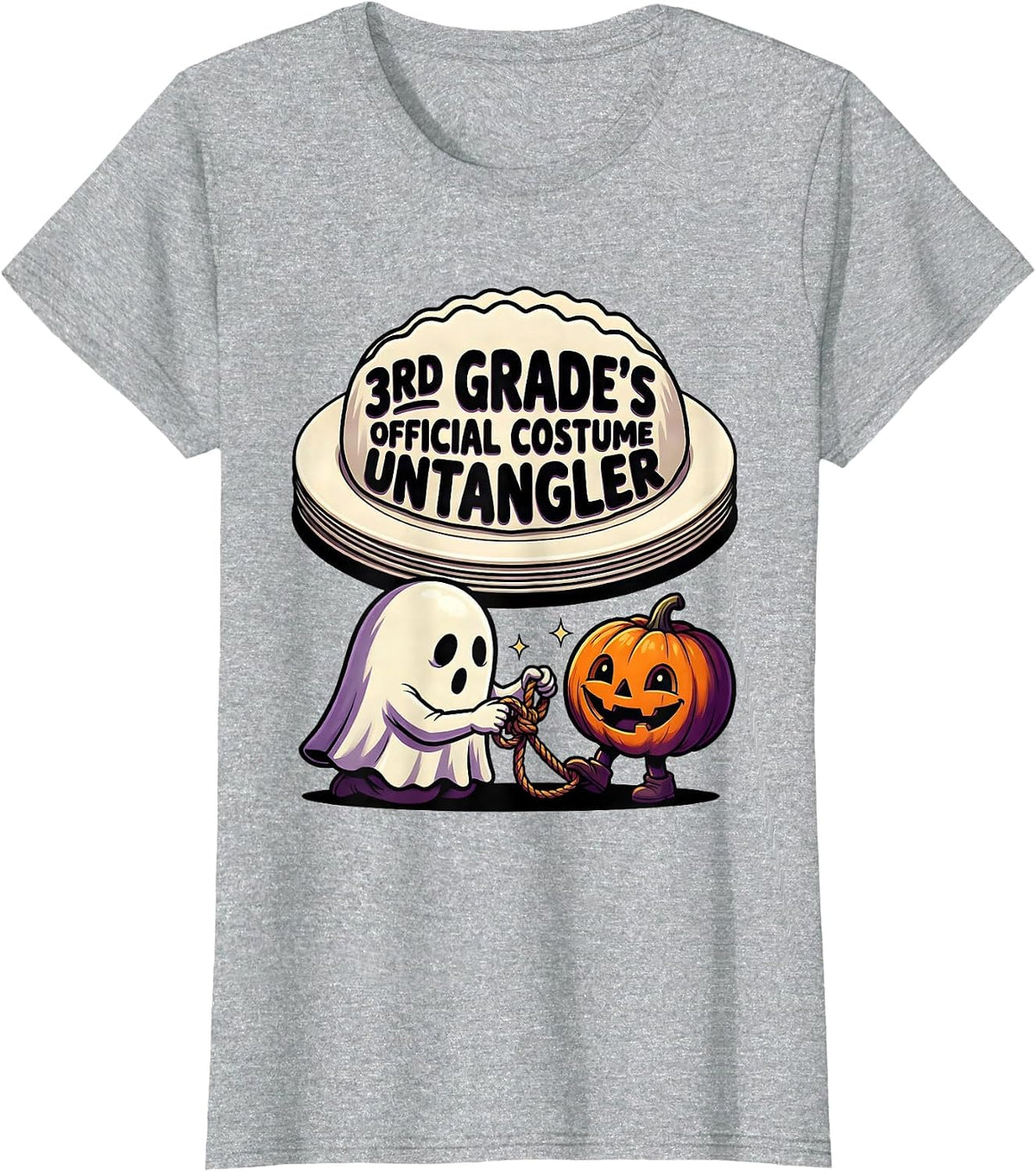 Women's 3rd Grade's Official Costume Untangler Spooky Third Grade T-Shirt - Heather Grey