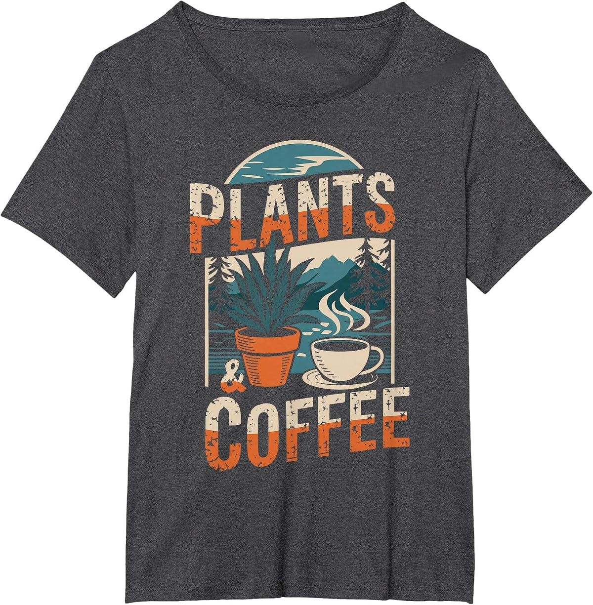 Plants & Coffee Funny Gardening Plant Lover T-Shirt - Dark Heather Grey