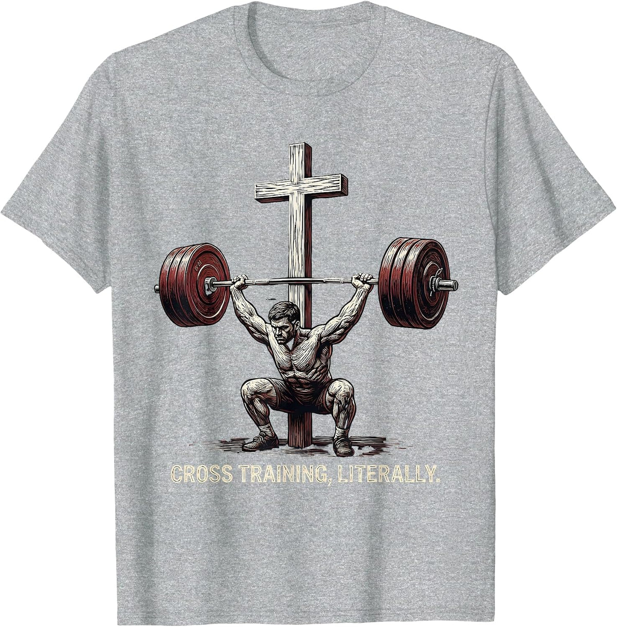 Men's Cross Training, Literally Funny Christian Weightlifter T-Shirt - Heather Grey