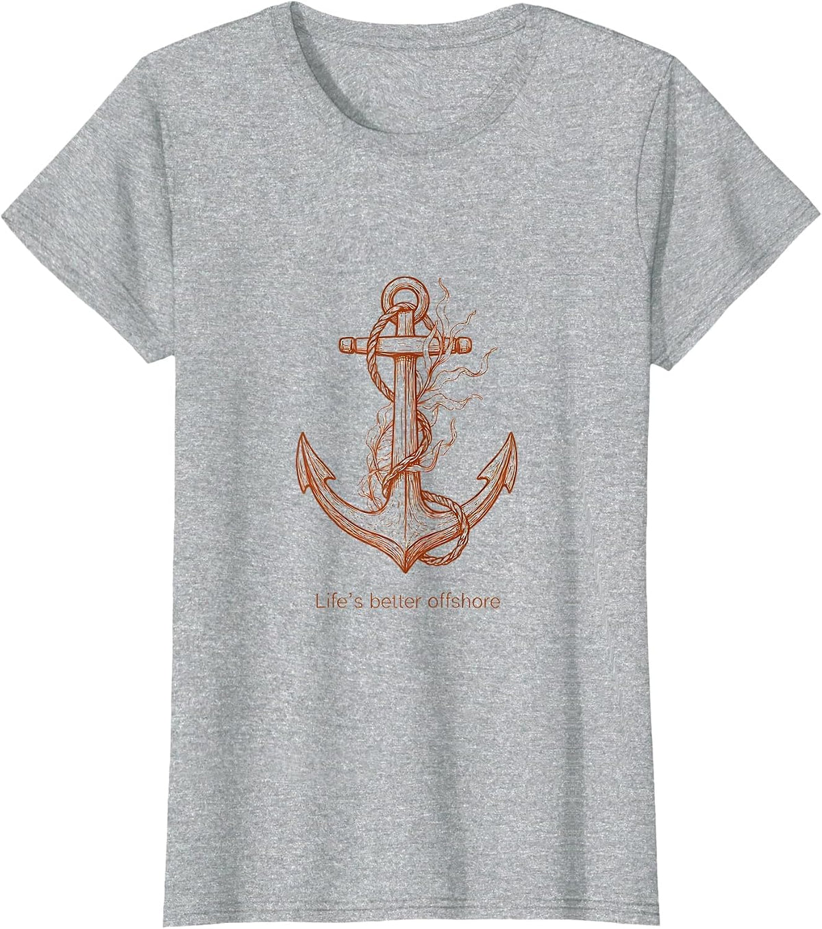 Life's Better Offshore Pirate Adventure Design T-Shirt - Heather Grey