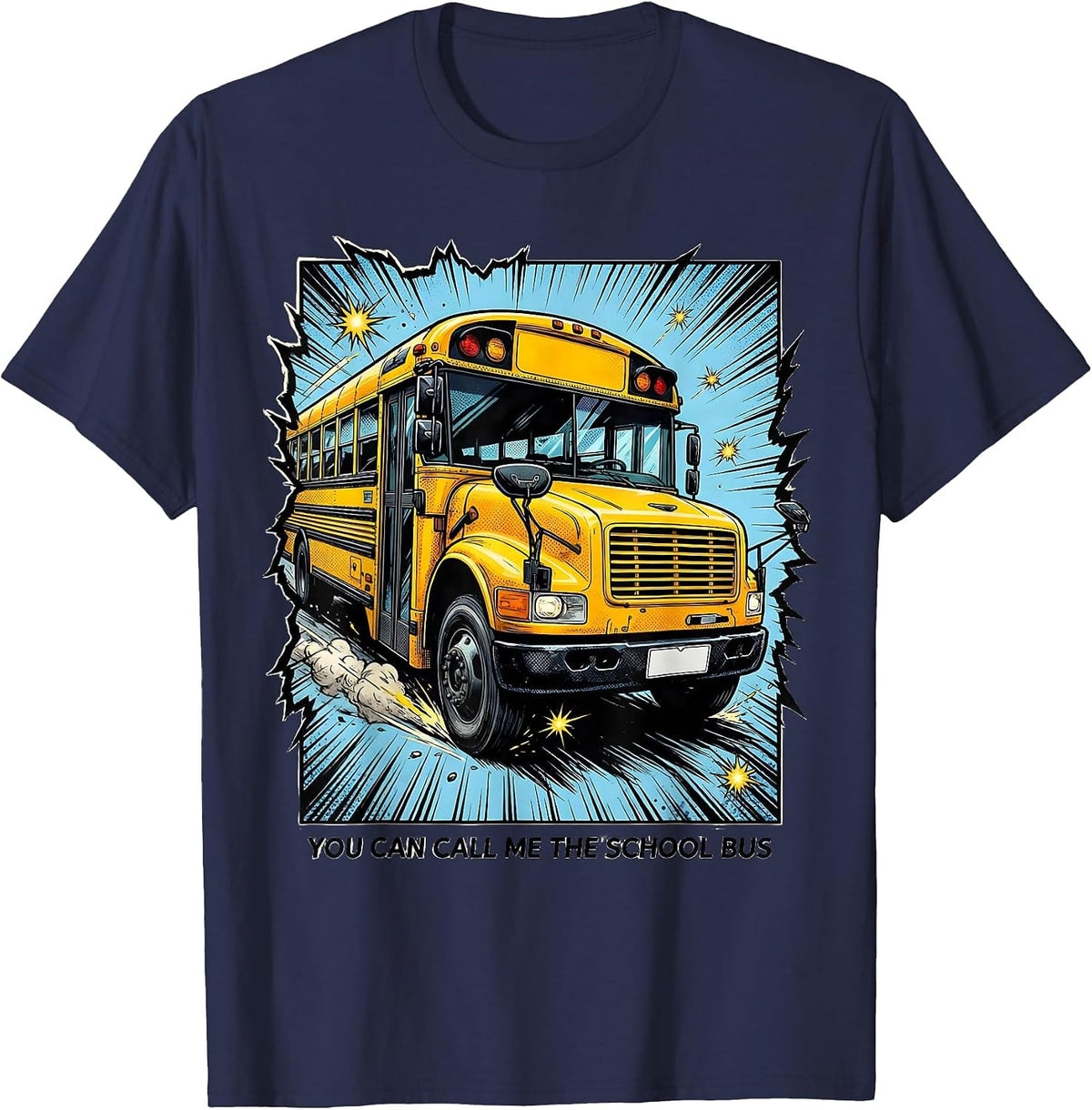 Men's You Can Call Me The School Bus Comic Book Bus Driver T-Shirt - Navy Blue