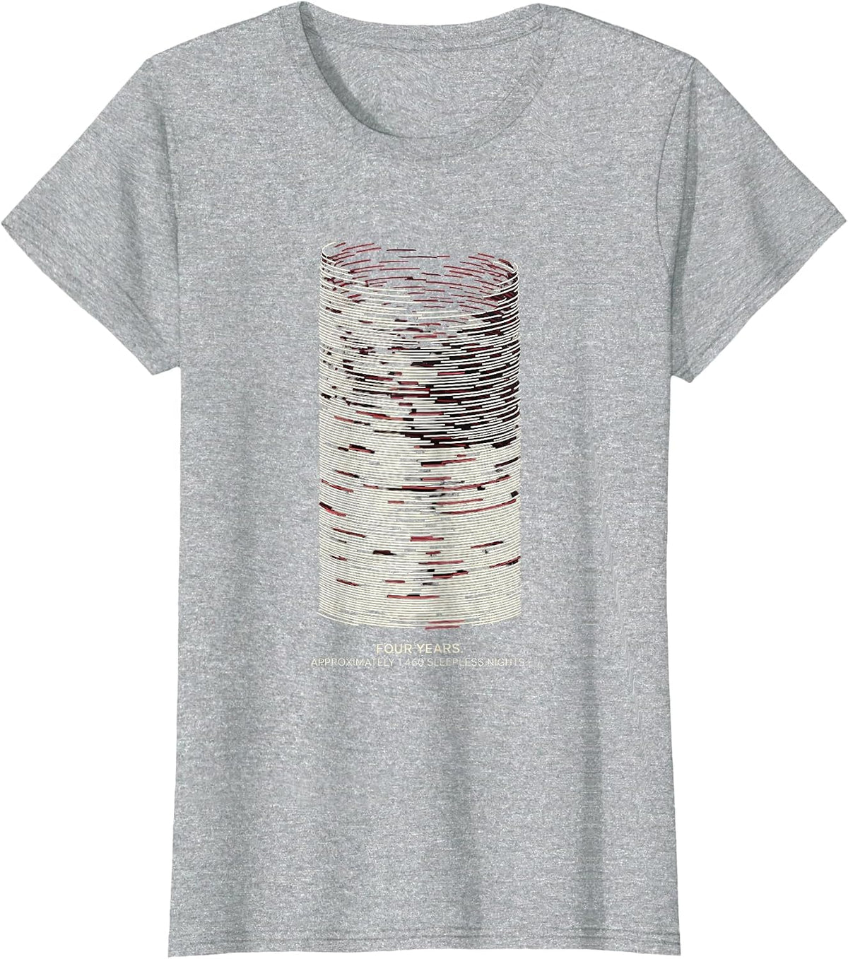 Four Years. Approximately 1,460 Sleepless Nights College T-Shirt - Heather Grey