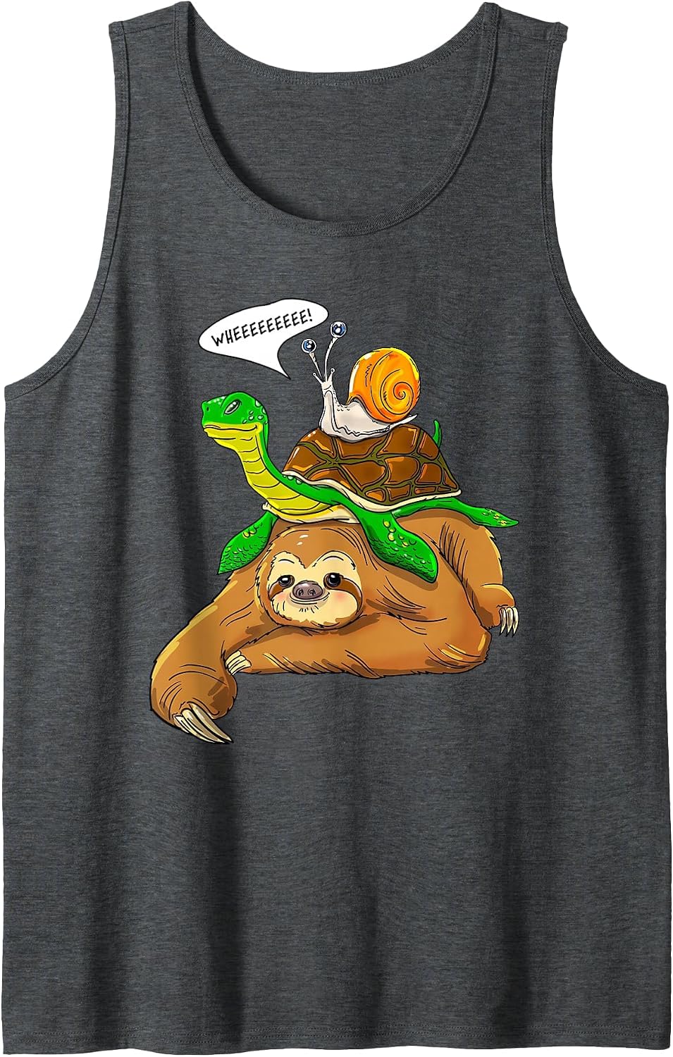 Sloth Turtle Snail Funny Humor Cute Animal Lover Tank Top - Dark Heather Grey
