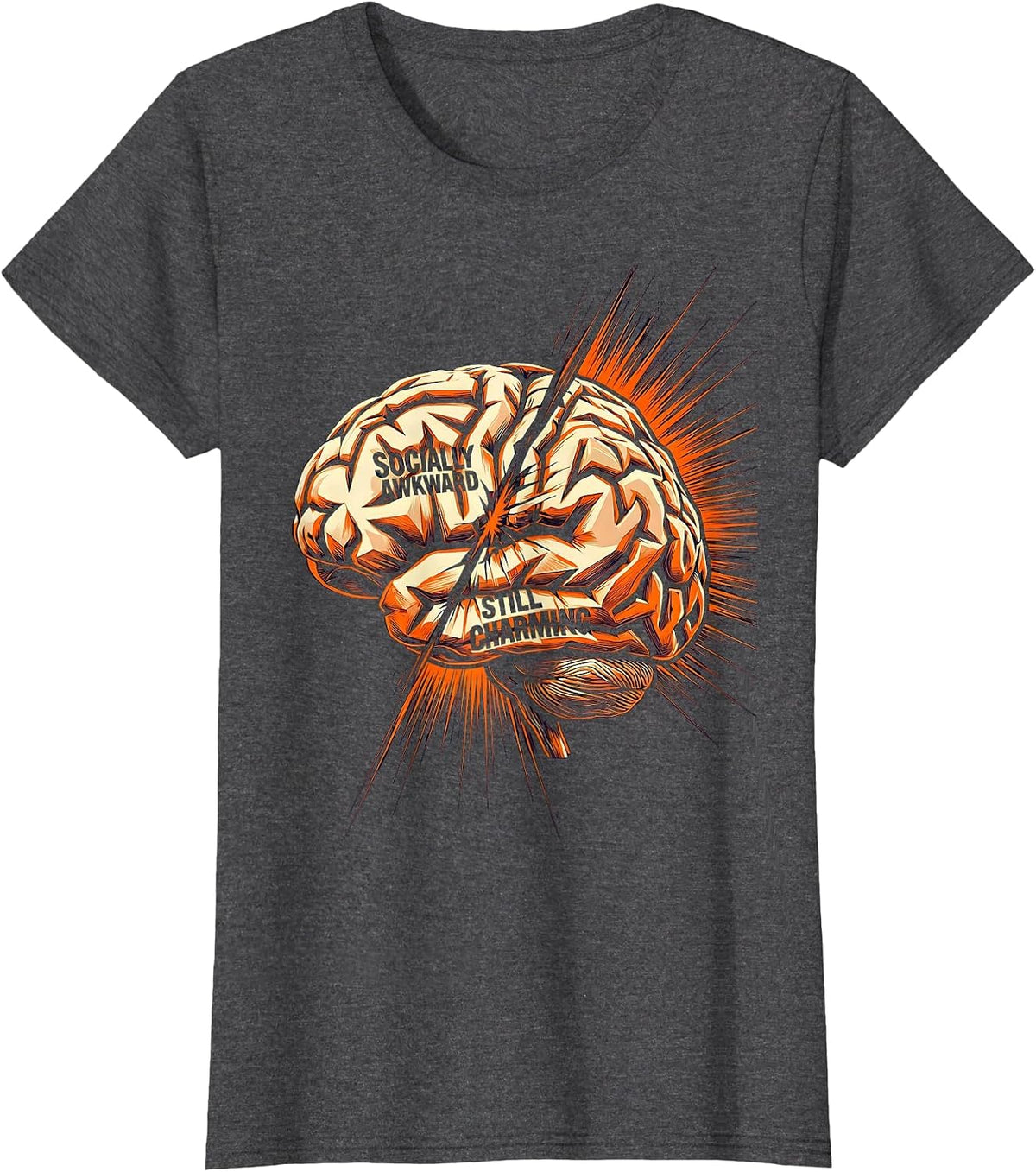 Women's Rizz Em With The Tism Socially Awkward Design T-Shirt - Dark Heather Grey