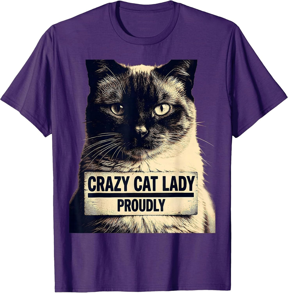 Crazy Cat Lady Proudly Cat Lover Design T-Shirt - Purple