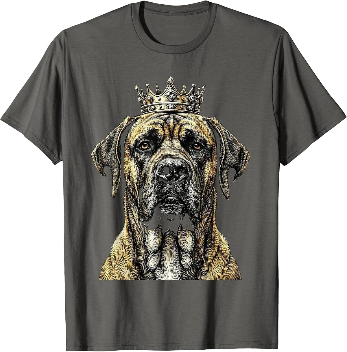 Men's Great Dane With Tiny Crown Illustration T-Shirt - Asphalt Grey