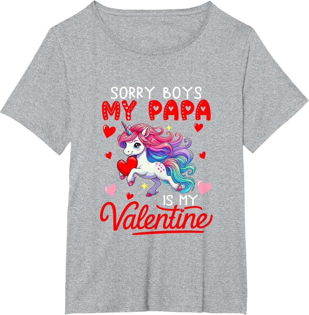 Sorry Papa is My Valentine Funny Joke Boys Cute Unicorn T-Shirt - Heather Grey