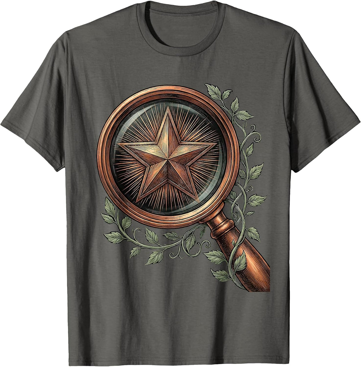Men's Special Education Magnifying Glass Star Design T-Shirt - Asphalt Grey