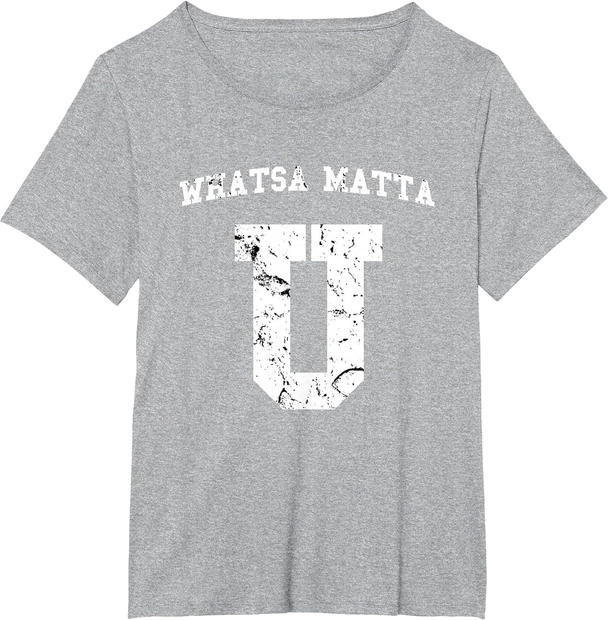 WhatSamatta U Fake College University Jersey Design T-Shirt - Heather Grey