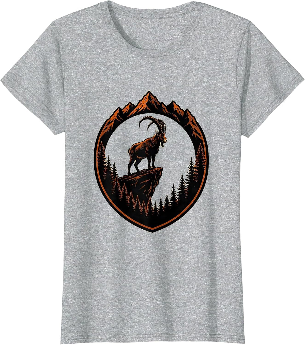 Women's Mountain Goat Cliff Edge Fall Wilderness Design T-Shirt - Heather Grey