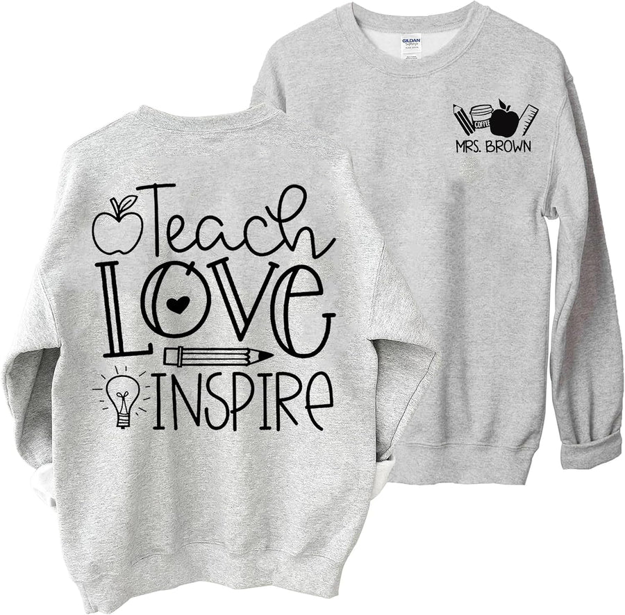 NAZENTI Personalized Teacher Sweatshirt, Custom Teacher Gifts, Teacher Shirt, Idea Gift for Teacher, Teacher Shirt for Women