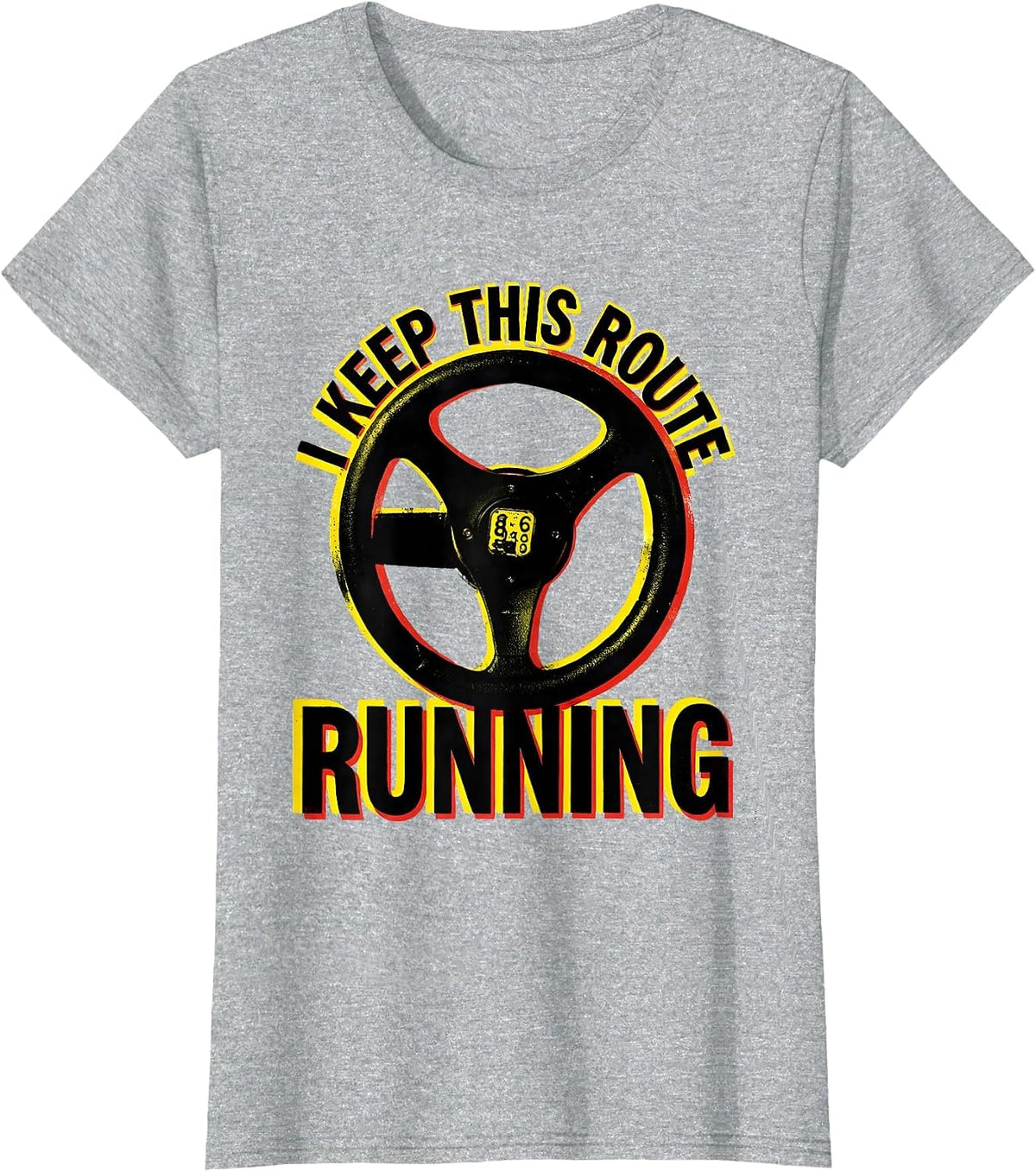 I Keep This Route Running Funny School Staff Bus Driver T-Shirt - Heather Grey