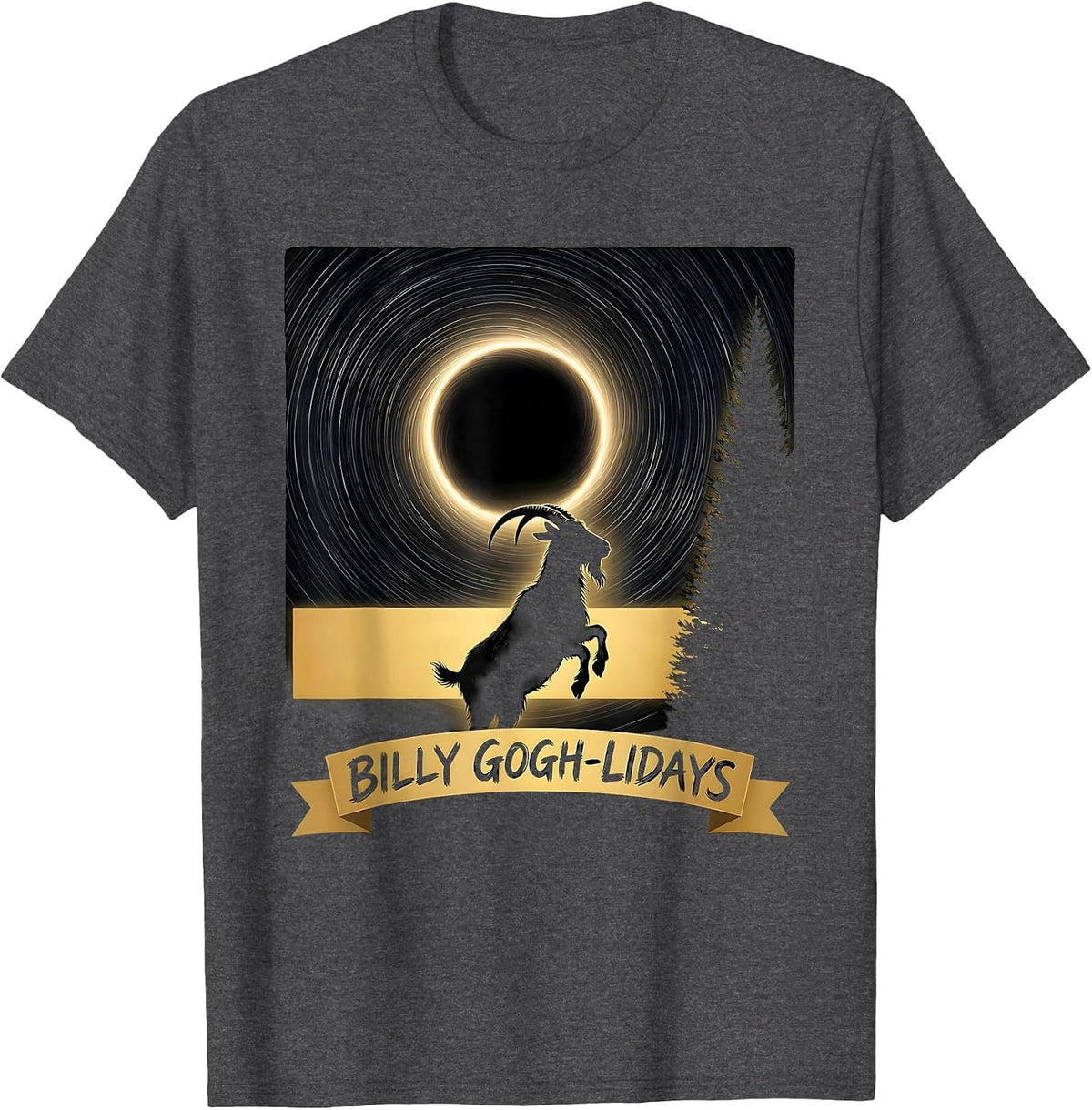 Men's Billy Gogh-lidays Whimsical Van Gogh Art Lover Pet Owner T-Shirt - Dark Heather Grey