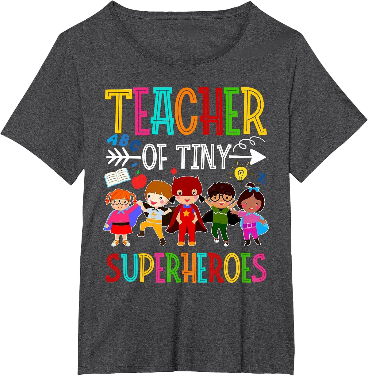 Kindergarten Prek Teacher of Tiny Superheroes Back to School T-Shirt - Dark Heather Grey